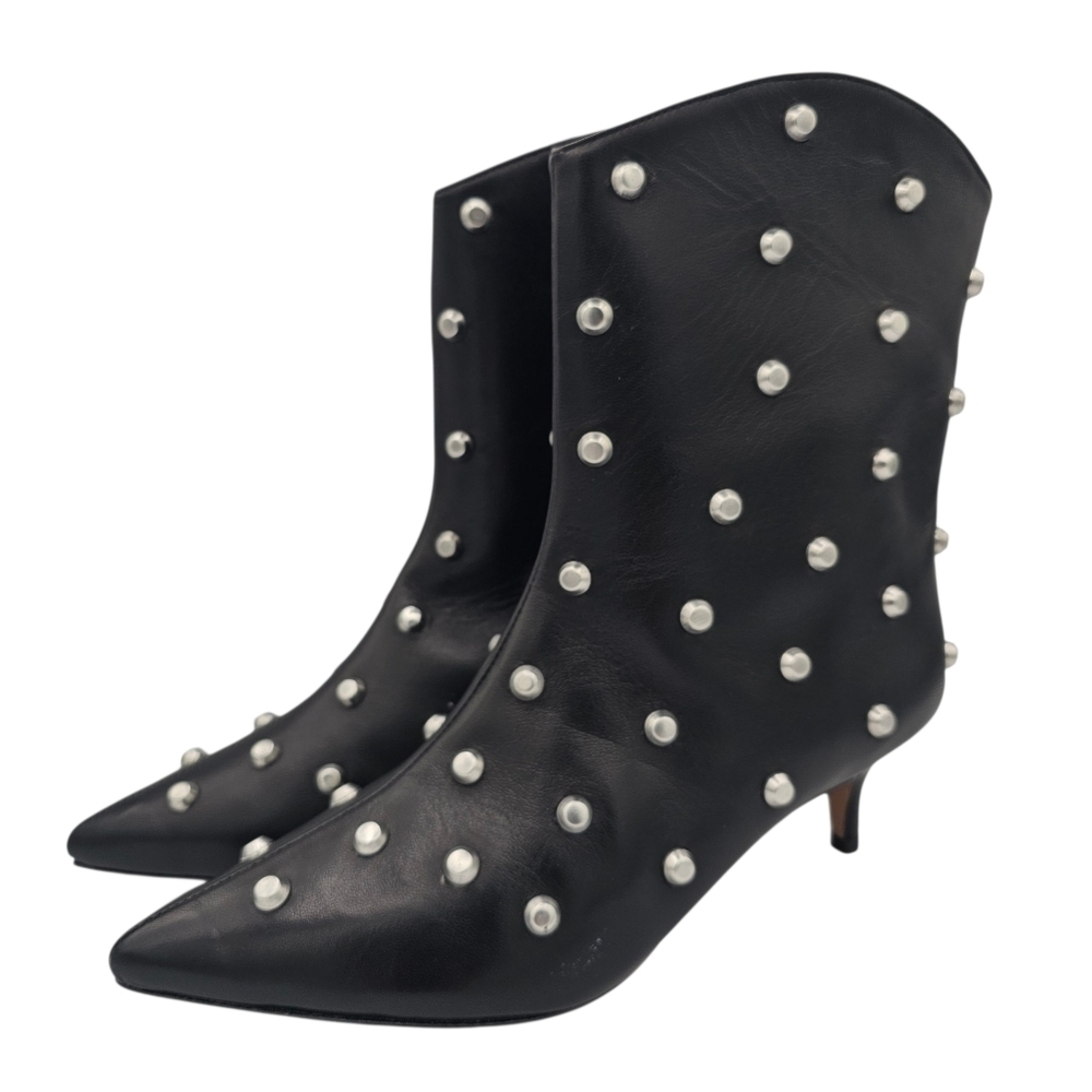 Schutz Maryann Studded Kitten Heel Leather Booties 6.5